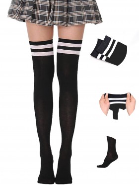 Striped Knee High Warmer Socks